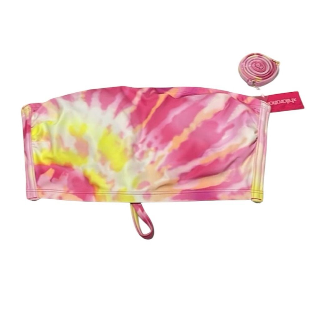 Xhilaration Pink Tie-Dye Bandeau Crop Bikini Top NEW 32D 32DD 34D 34DD 36D 36DD